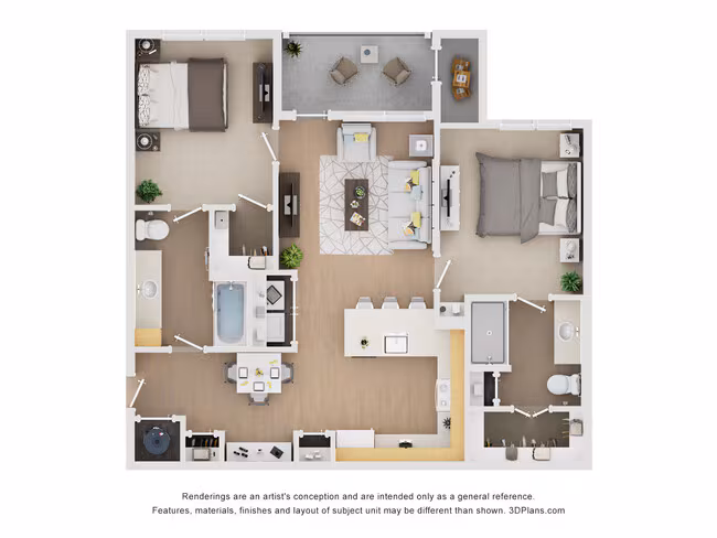 2 Bedroom 2 Bathroom 3204 floor plan